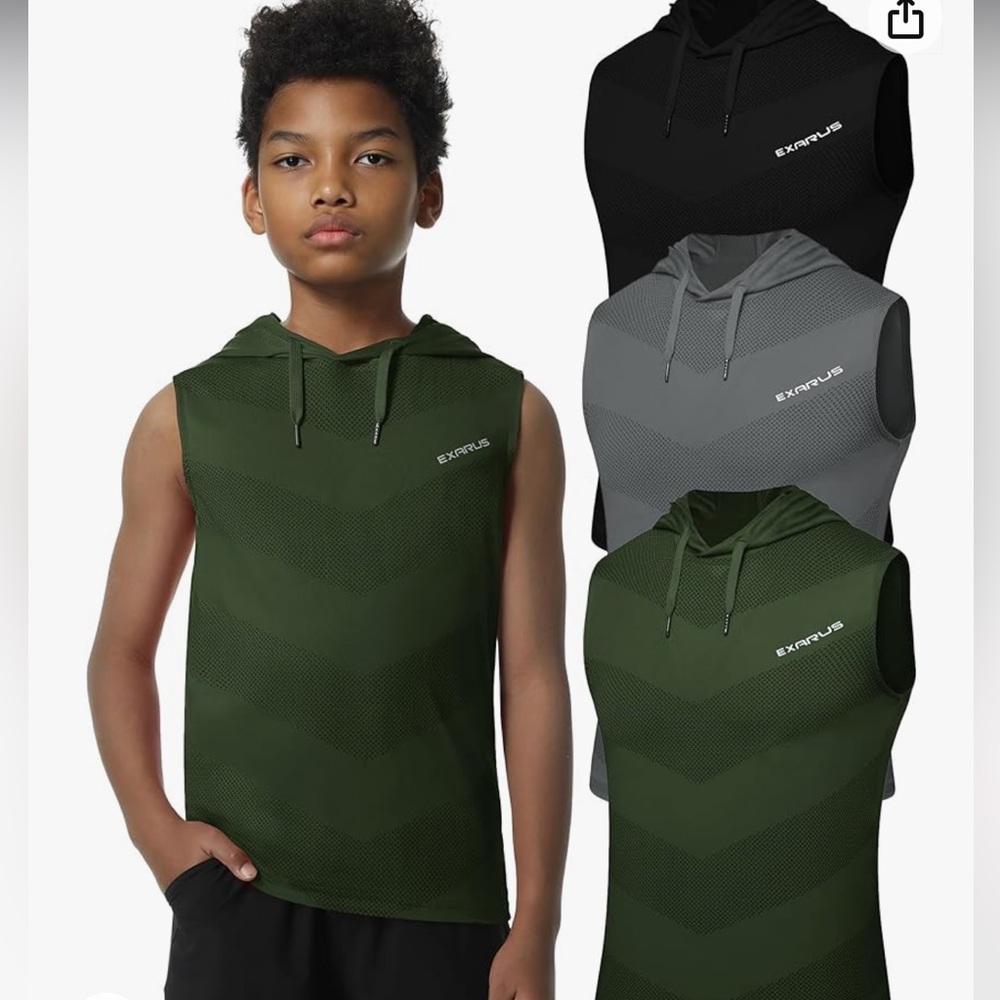NEW EXARUS Boys Athletic Shirts Short Sleeve Quick Dry Workout Tee